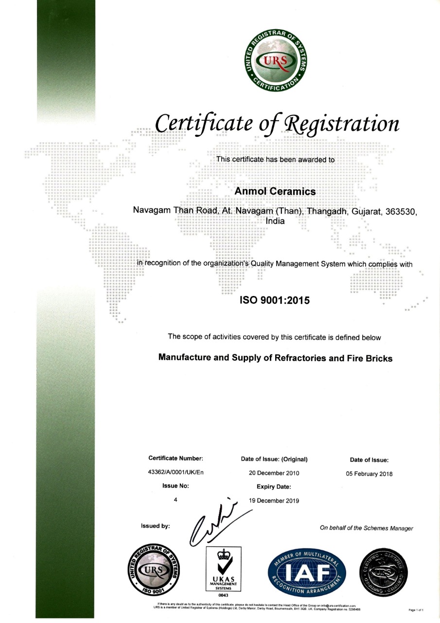 Anmol Ceramics :: ISO CERTIFICATE